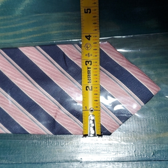 Pink & Dark Blue Striped Necktie Geoffrey Beene - Picture 6 of 7